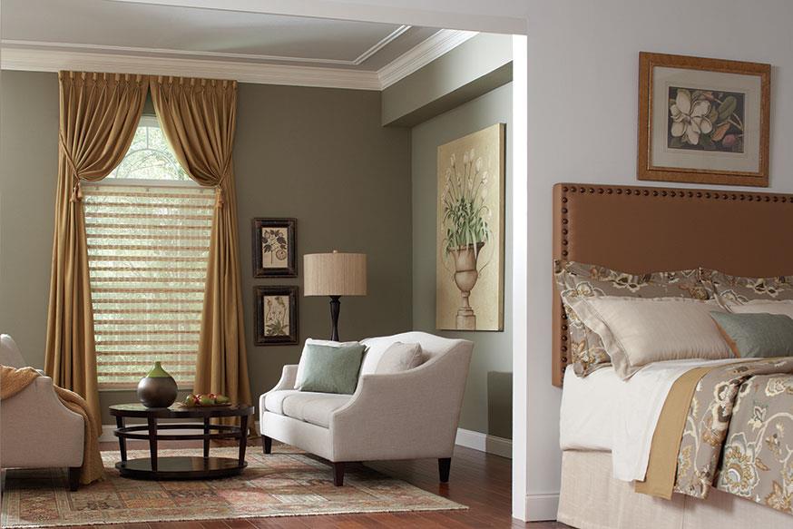 sage walls master bedroom goblet curtains and draperies Abda Indianapolis Window Treatments