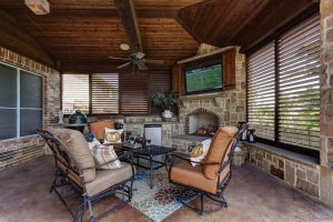 Outdoor Shutters provide privacy for your outdoor entertainment